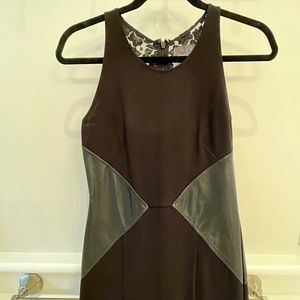 Patterson Kincaid black sheath dress with leather and lace accents size Small